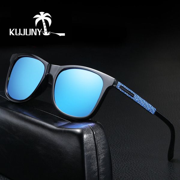 

kujuny men women polarized sunglasses hd lens sun glasses personalized temple retro eyeglasses driver driving polarizing eyewear, White;black