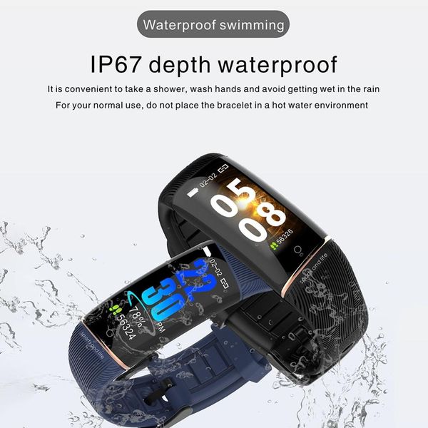 

e98 smart bracelet ip67 waterproof heart rate/ blood pressure test outdoor sport pedometer smartwatch, Slivery;brown