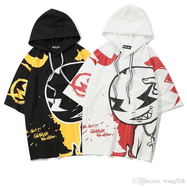 

новая улица 19summer носить одежду высокого качества европейских парижской мужская мода диких большая дыра хлопок футболка свободного покроя, White;black