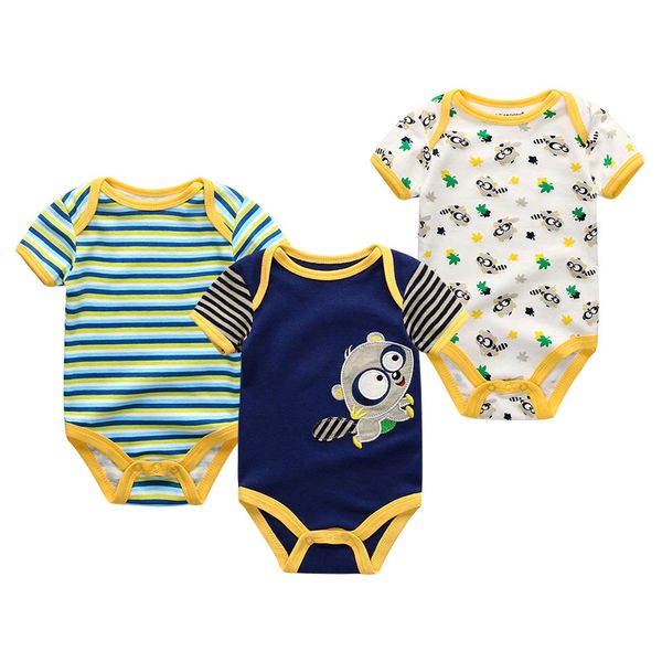 

детские bodysuit новорожденный unisex младенец комбинезоны с коротким рукавом для младенцев boygirl одежда 3шт / набор ропа тела малышей кос, White