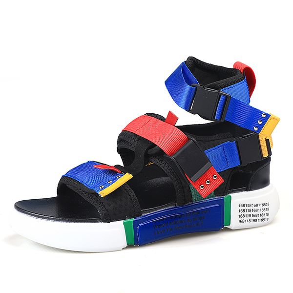 

2019 new fashion summer men casual shoes canvas men sandals platform gladiator sandals 7#34d50, Black
