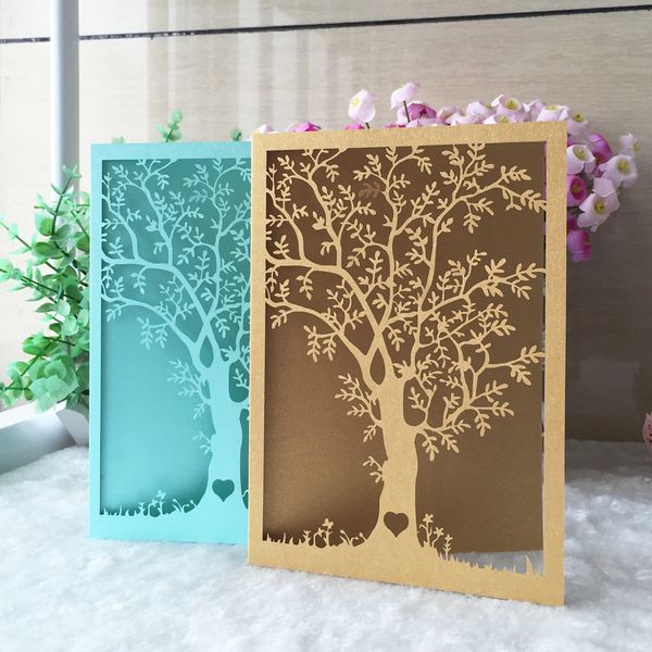 

envelope unique sculpture trees wedding party invitation card sweet bridal shower celebration festival blessing gift card, Black