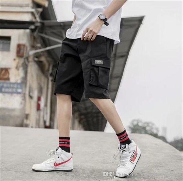 

short pants workwear teenager loose mid clothing micro bomb overalls fashion relaxed apparel mens summer designer, White;black