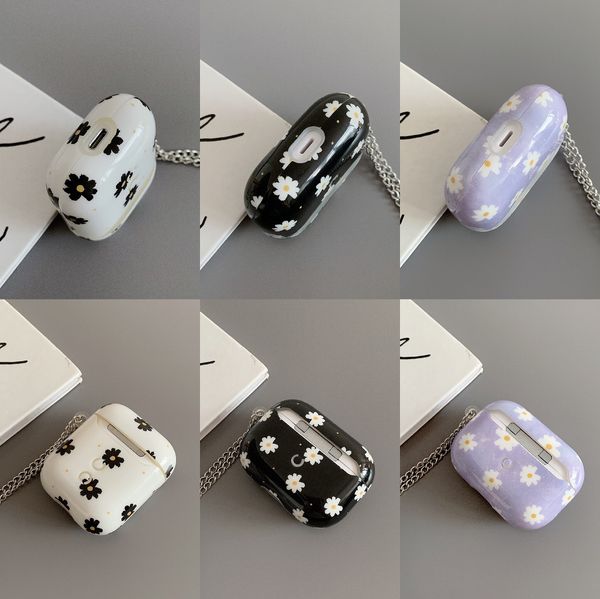 

fashion airpods 1 / 2case with small flower pattern airpods pro case earphone shell chain silicone tpu protective sleeve