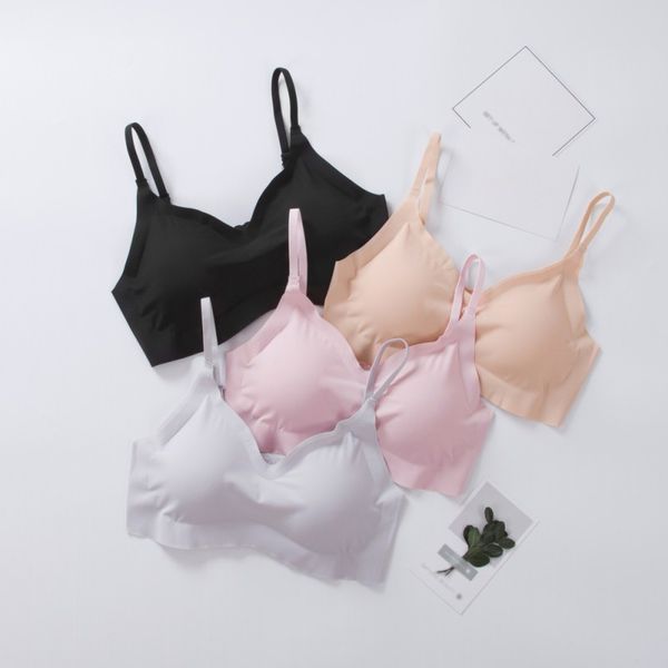 

cozy one piece seamless wirepush up bras for women unltra-thin bralette solid color ladies underwear breathable bras, Red;black