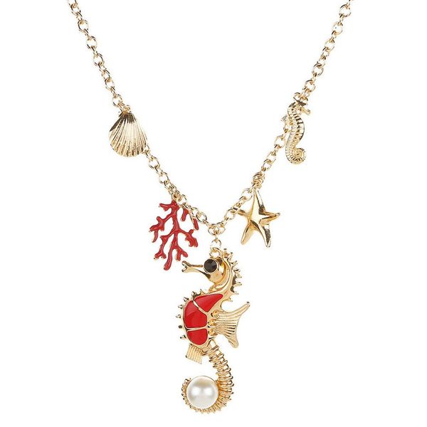 

seahorse decor sweater chain pendant necklaces lady necklace clavicle necklace women cloth decorative ornaments, Silver