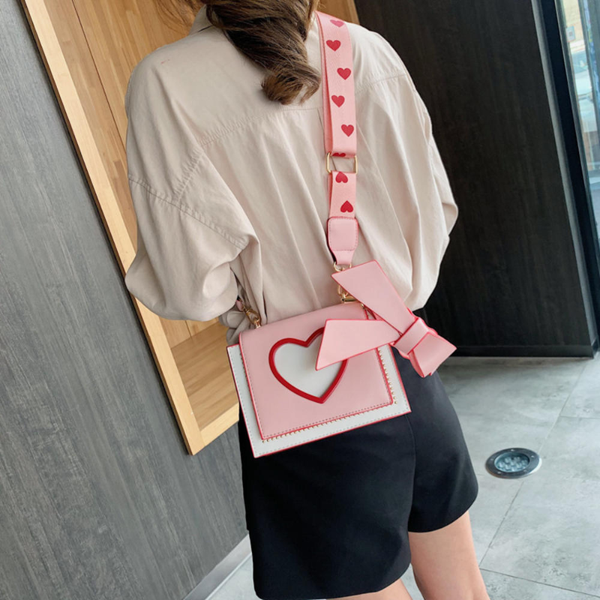 

sweet pink heart candy color flap chain small crossbody bags for women messenger shoulder bag