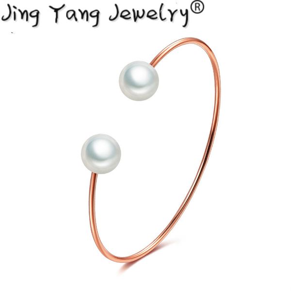 

jingyang шарм браслеты для женщин мода день святого валентина кристалл имитация жемчуга ювелирные изделия девушка из розового золота регулир, Black