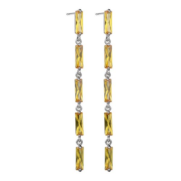 

dangle earrings for girls gold designs long drop earrings tassels white purple yellow cubic zircon diamond earrings for party, Silver