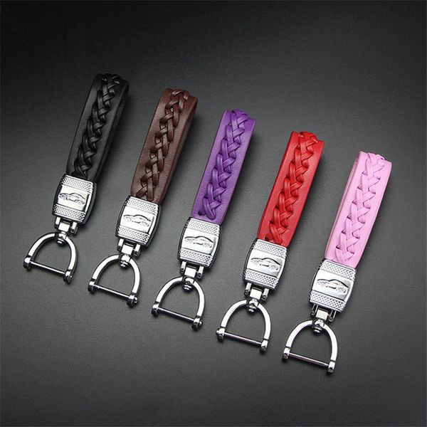 

silver horseshoe buckle metal keychain handmade sheepskin weave chain belt custom keychain for the bag women's key ring