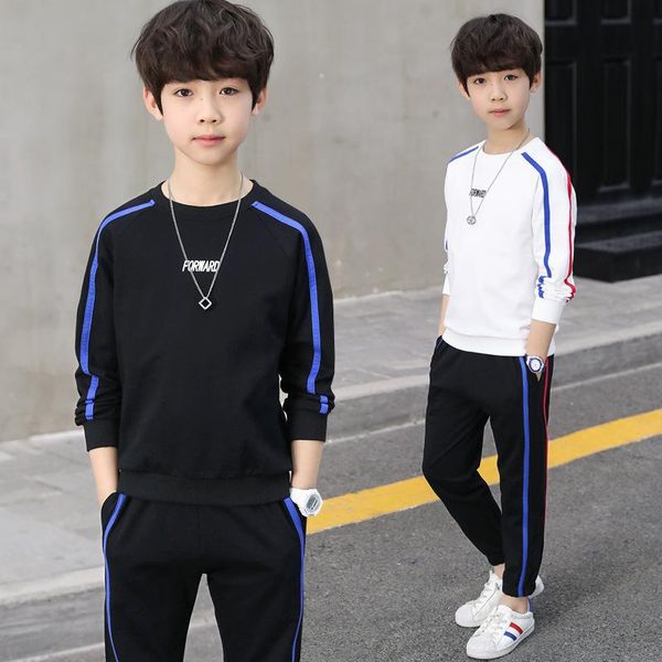 

children's clothing autumn and winter new shirt + sports trousers boy long-sleeved sweater bottoming shirt casual pants two-piece, White