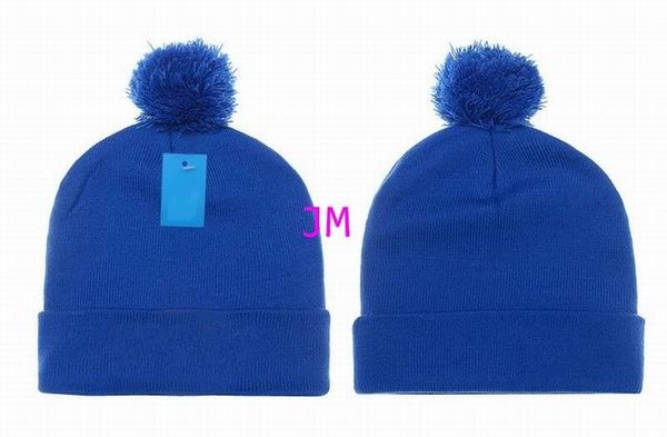 

2020 fashion knitting cotton light blue hats with hair ball cap women's men winter confortable warm hats, Blue;gray