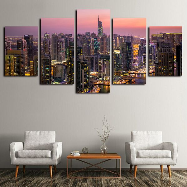 

5 panels dubai city scenery modern artworks giclee canvas wall art for kid home wall decor abstract poster canvas print oil painting