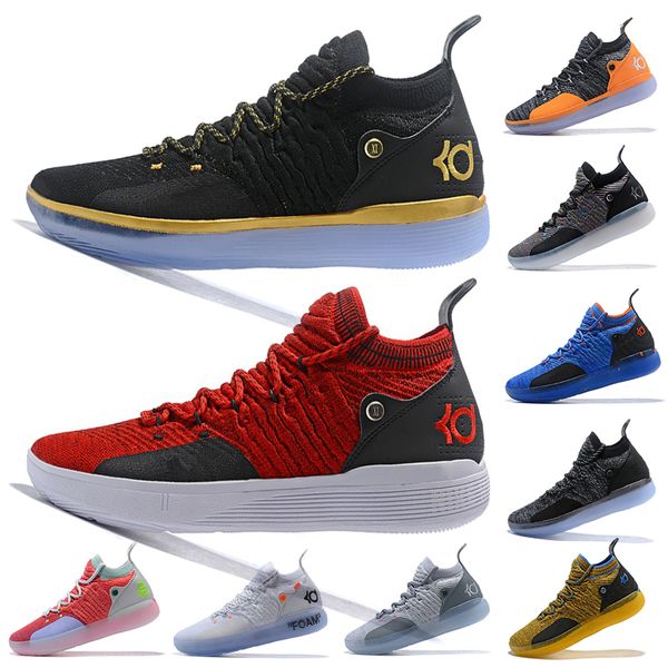 

designer mens basketball shoes black gold red kd 11 xi foam zoom ep white orange foam paranoid oreo ice mens trainers sneakers 7-12, White;red