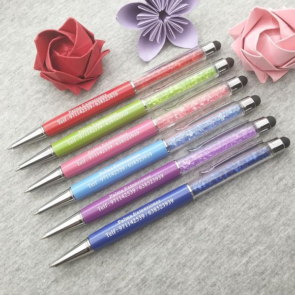 

logo pen crystal diamond stylus pens 30pcs/lot custom imprinted with your wedding party date and wedding names, Blue;orange