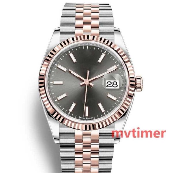 

luxury rose gold gray dial stainless steel men automatic mechanical new bussiness watch women diamond mens watches, Slivery;brown