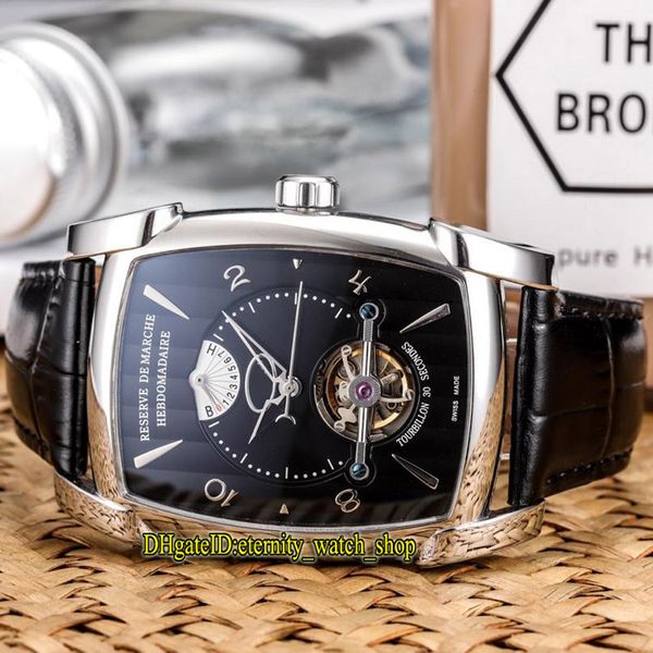 

7 цвет новый kalpa xl tourbillon pf011255. 01 черный циферблат турбийон механический ручной завод мужские часы серебристый чехол кожаный рем, Slivery;brown