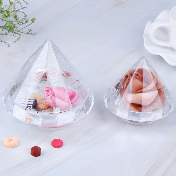 

transparent diamond shape candy box clear plastic container box for wedding party home decor baby shower favors s/l size