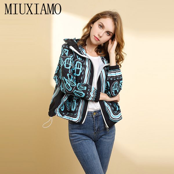 

miuximao 2019 fall coat arrival casual o-neck full sleeve slim flower print jacket women vestidos, Black;brown