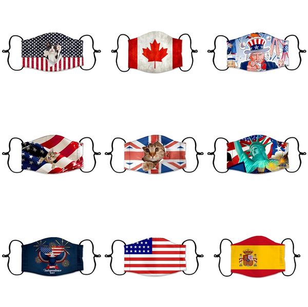 

designer luxury face mask,face anti dust cotton cloth masks with pm2.5 replaceable filter washable reusable masks flag pattern mouth mask #7