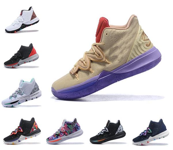 

boys kids kyrie basketba v 5 black magic basketball shoes irving 5s youth girls women zoom sport training sneakers size 4y-7y, White;red