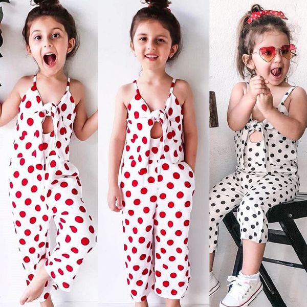 

pudcoco fashion toddler baby girl romper polka dot off shoulder strap romper jumpsuit one-piece outfit clothes cotton, Blue