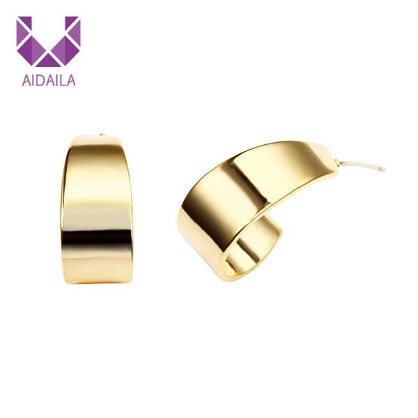 

charm women hoop earrings water drop shape circle copper metal brass material light matte gold arrival jewelry, Golden