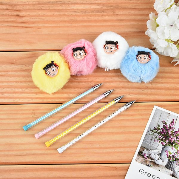 

творческий furry бал подпись pen cute color плюшевые гелевая ручка мультяшки шариковая ручка девушки сердца stationery небольшой подарок, Blue;orange