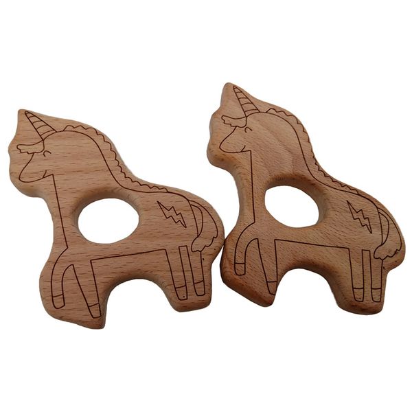 

4 шт. из натурального дерева кирин прорезыватель игрушек лесных животных, мелкой моторики развития и сенсорных способностей игрушки, ребенок