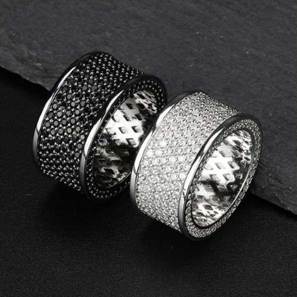 Новая мода персонализированная настоящая 18 -километровый белый золото Bling Black Diamond Mens Finger Band Band