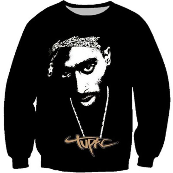 

новая мода толстовка толстовки мужчины женщины 3d печати рэпер тупак 2pac горячая стиль смешные 3d уличная одежда рукав спортивный костюм пу, Black