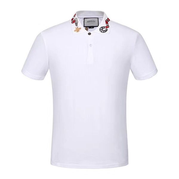 

luxury italian designer polo shirt high street embroidered garter snake little bee print clothing men's brand polo shirt, Gray