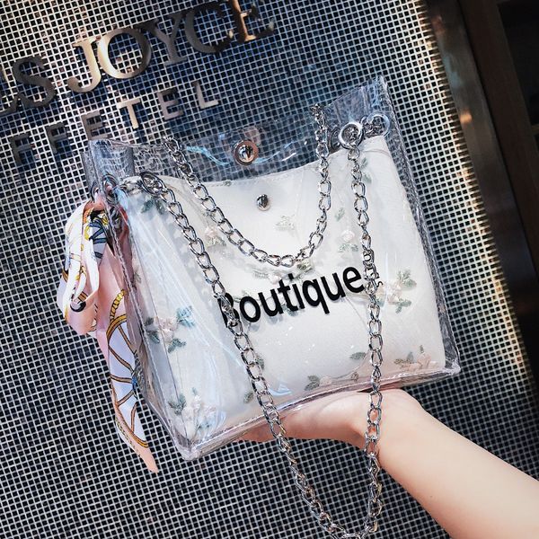 

прозрачная маленькая сумка женская новая сумка ведро мода цепи godonie bao плечо