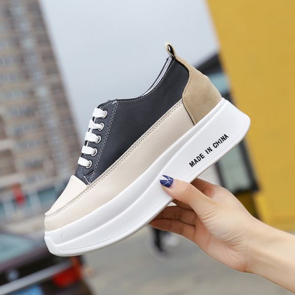 

2018 winter new style women's years korean-style core mixed colors round-toe korean-style casual thick bottomed platform women's, Black