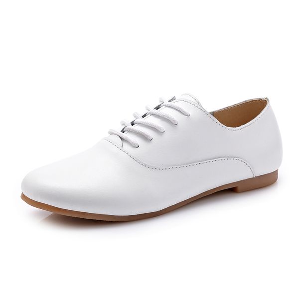 

fashion autumn women shoes ballerina flat shoes ladies leather flat women lace-up casual loafers tide, Black