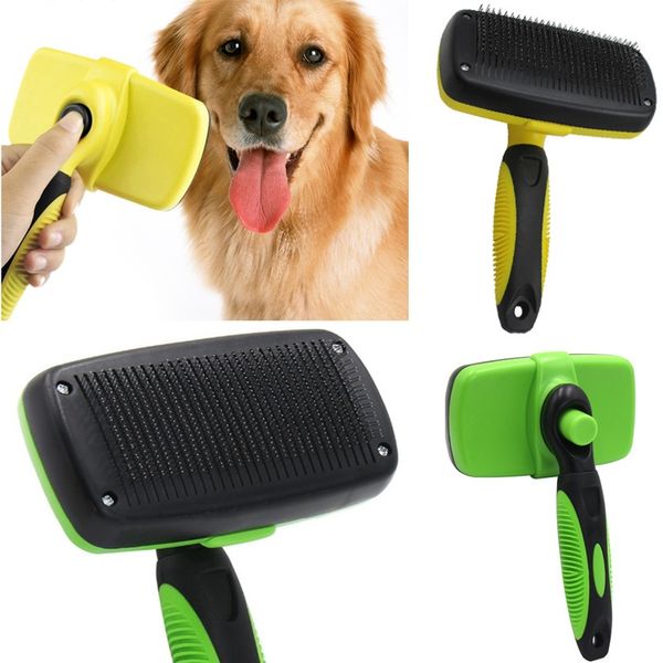 

pet grooming brush comb dog cat self remove cleaning slicker brush pet long hair bath clean up tool pet supplies 2 colors an2130