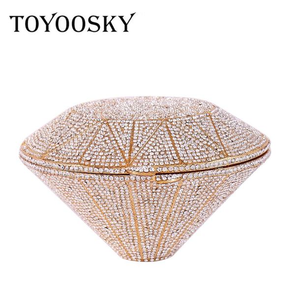 

toyoosky women's bags diamond shaped alloy evening bag crystal geometric pattern gold / silver wedding party clutch bag purse