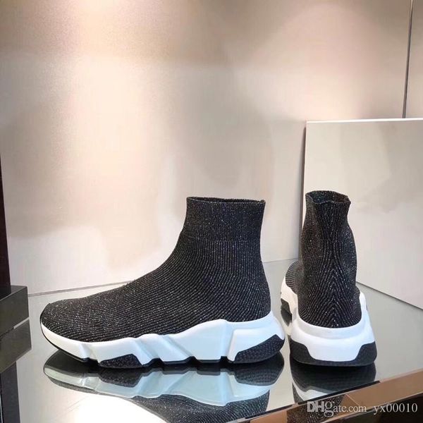 

new arrival women designer luxury casual shoes triple s black white speed trainer 2019 womens fashion sock sneake fz18010317