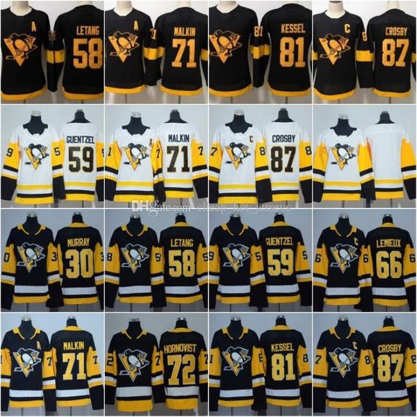

87 sidney crosby 71 evgeni malkin 81 phil kessel 72 patric hornqvist 30 matt murray 66 mario lemieux guentzel kris letang men kids women, Black;red