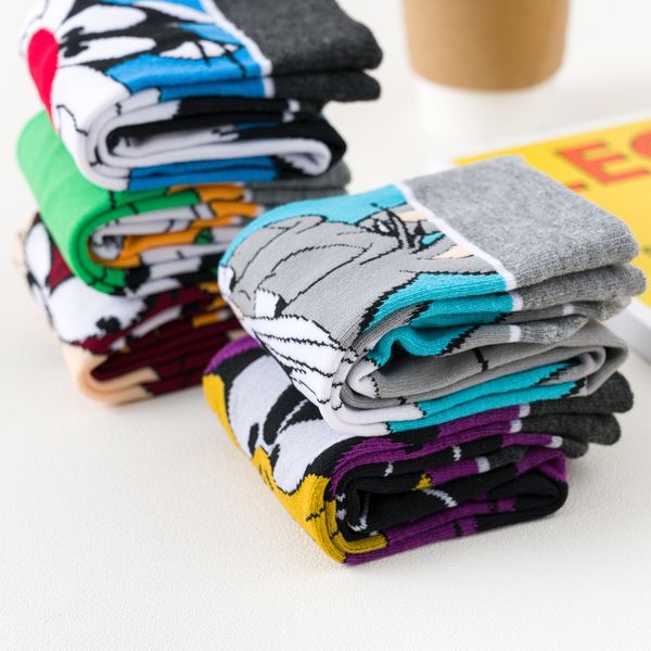 

2020 забавный мультфильм аниме принт носки кролик утка моды персонализированные новизны мужчины женщины комфорт дышащий серо-голубой хлопок, Black