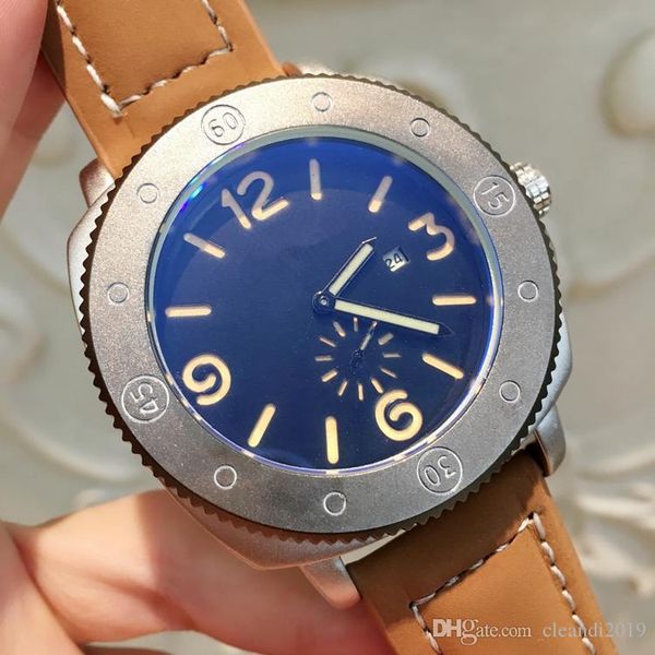 

luxury man leather watches with date big dial dress watch classic quartz watch black color sport wristwatches relojes for male sale, Slivery;brown