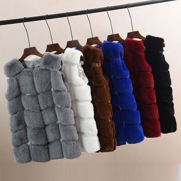 

faux pelz mantel winter frauen 2019 casual warme sleeveless faux fuchs pelz weste winter jacke frauen casaco feminino 5xl, Black