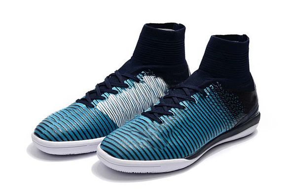 

mens/woman/kids football boots superfly v tf/ic/fg cr7 blue and silver soccer shoes
