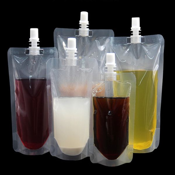 

100ml 200ml 250ml 300ml 380 500ml empty stand up plastic drink packaging bag spout pouch for beverage liquid juice milk coffee storage bags