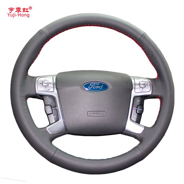 

yuji-hong artificial leather car steering wheel covers case for mondeo 2007-2012 chia-x s-max 2007 hand-stitched cover