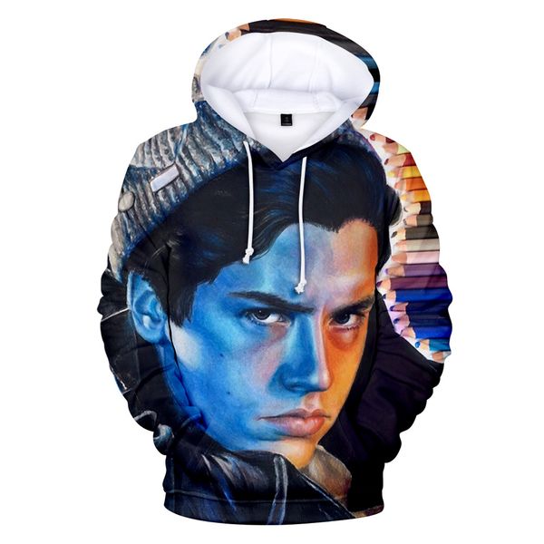 

2019s весна новый дизайнер толстовки riverdale 3d печатных кофты с капюшоном повседневная подросток мальчик одежда hommes толстовка, Black