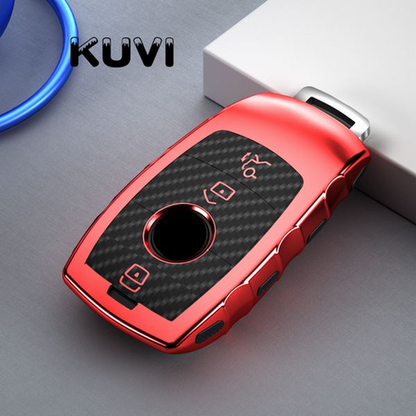 

new tpu+carbon fiber grain car key cover case shell bag protective for benz 2017 e class w213 2018 s class accessories