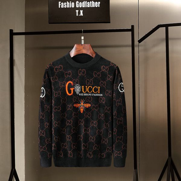 

mens sweater pullover men brand hoodie long sleeve sweatshirt letter embroidery knitwear winter clothing -xxxl-9, White;black