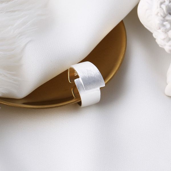 

tyj0164 minimalist brushed ring korean personality trendsetter opening index finger s925 pure silver ring silver female, Golden;silver
