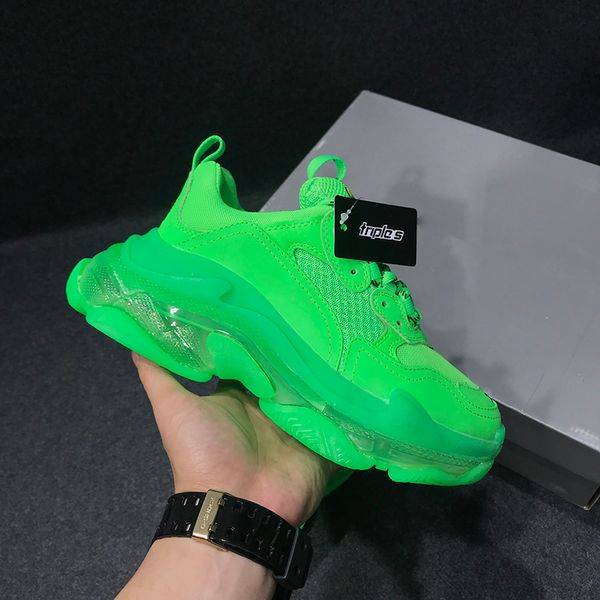 

paris green crystal bottom triple-s leisure shoes luxury dad shoes platform triple s sneakers men women chaussures old grandpa trainer, Black